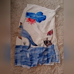 Miss Floriana Shawl, Sarong, Skirt Dolphin Beach Scene